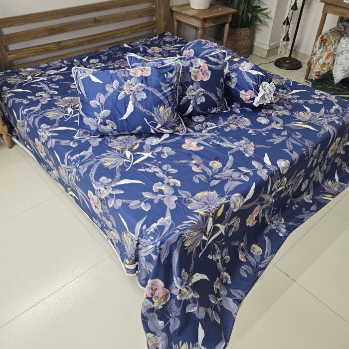 Premium Twill Cotton Fabric Bedsheet Set _Ash Blue