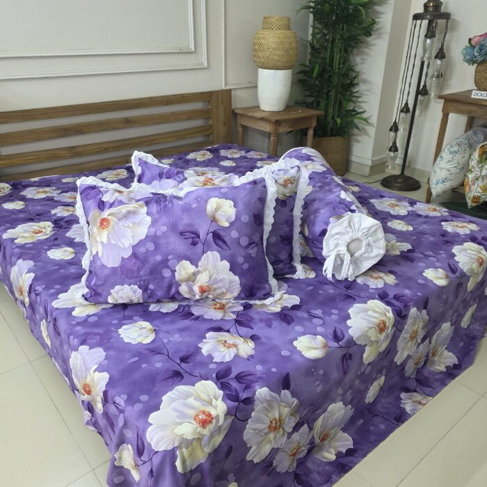Premium Twill Cotton Fabric Bedsheet Set _Purple Love