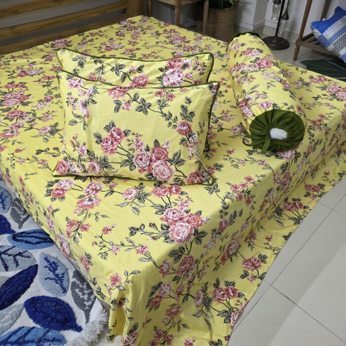 Premium Twill Cotton Fabric Bedsheet Set _Yellow