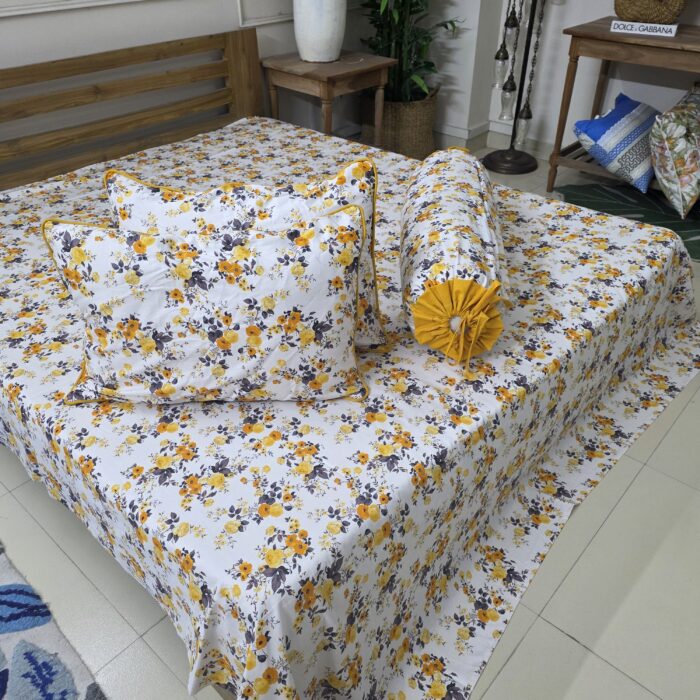 Premium Twill Cotton Fabric Bedsheet Set _Yellow