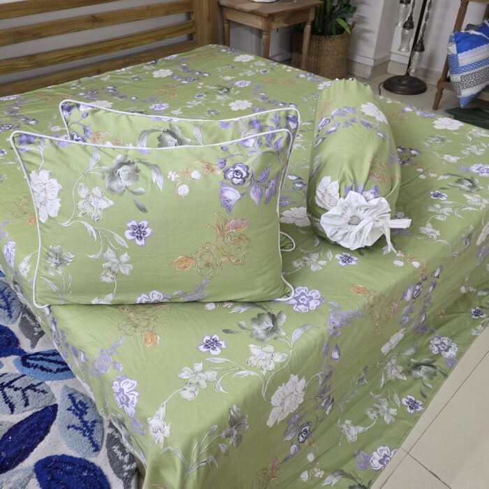 Premium Twill Cotton Fabric Bedsheet Set _Pistachio