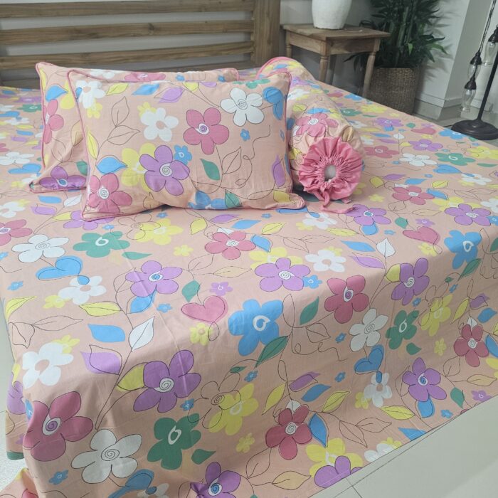 Pure Cotton Bed sheet_Blueish Peony