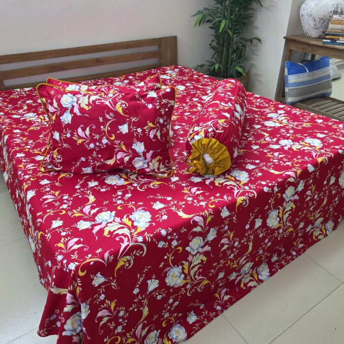 Premium Twill Cotton Fabric Bedsheet Set _Red and More