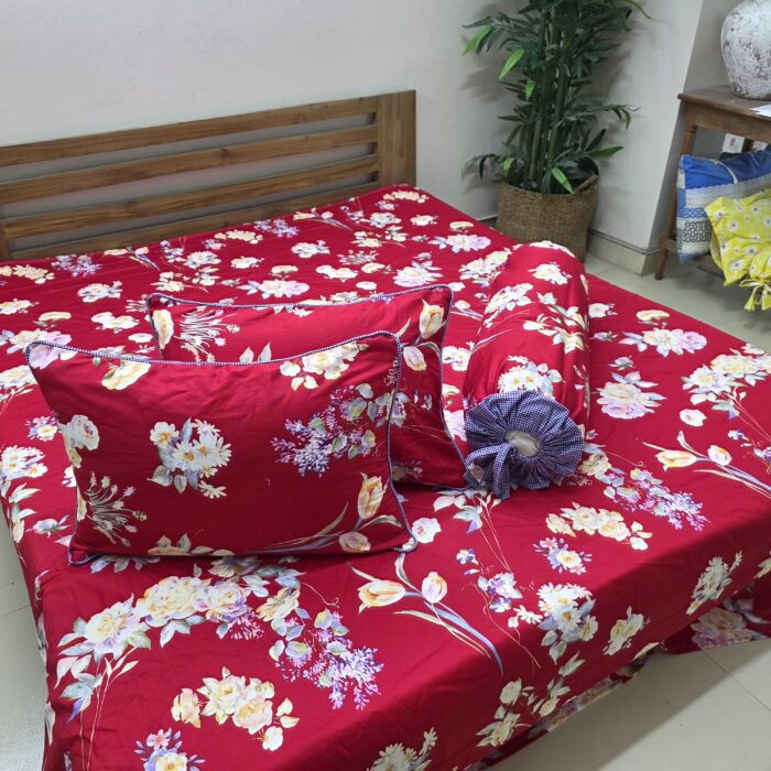 Premium Twill Cotton Fabric Bedsheet Set _Red