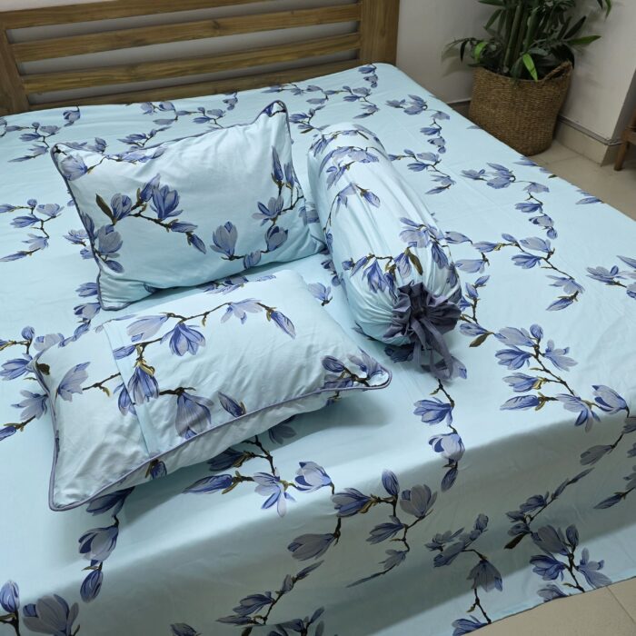 Premium Twill Cotton Fabric Bedsheet Set _Sky Blue